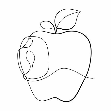 A simple continuous line drawing of an appleのイラスト素材