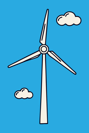 a simple image of a windmill with cloudsのイラスト素材