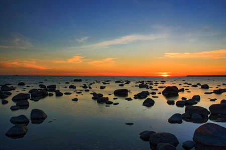 sunset at baltic sea near Tallinnの写真素材