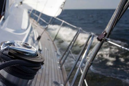 details of the luxury jacht sailing on the sea.の写真素材