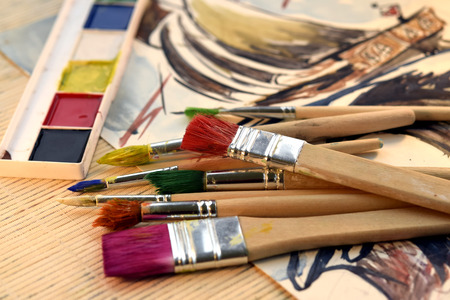 Paints and brushesの写真素材