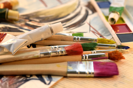 Paints and brushesの写真素材