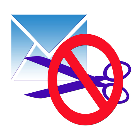 The confidentiality of correspondence, a blue envelope with a letter and open the scissorsの写真素材