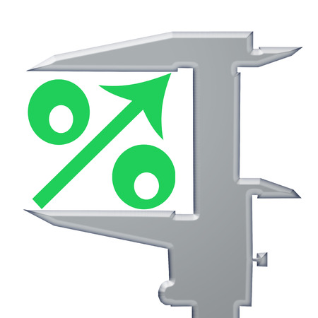 Green icon percent up and steel caliberの写真素材