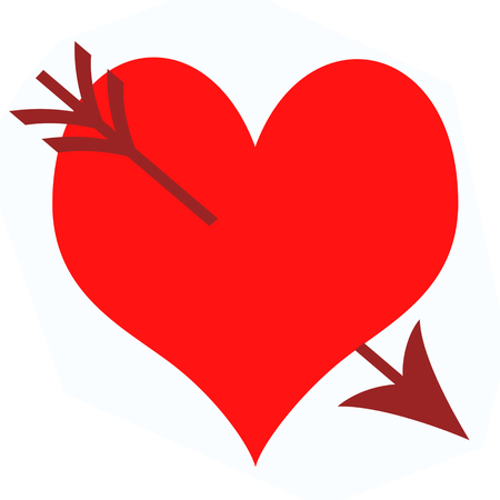 Red heart symbol on white backgroundの写真素材