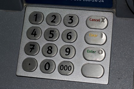 The buttons on the keypad of the ATM closeupの写真素材