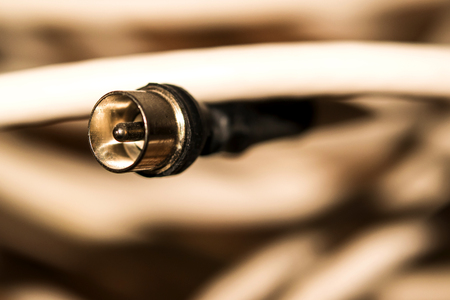 Plug and cable antenna for TVの写真素材