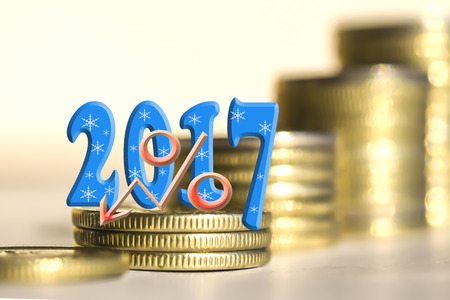 2017 amid bars coins. The concept of the new fiscal year.の写真素材
