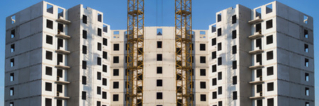 Panorama of the construction of modern concrete buildingsの写真素材