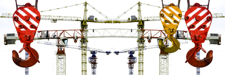 Panorama of construction at the background of blue skyの写真素材