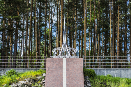 The monument on the border of Europe and Asia near Pervouralsk, Sverdlovsk oblast, Russiaの写真素材
