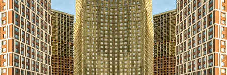 Panorama of the construction of a new apartment building. The concept of urban development.の写真素材