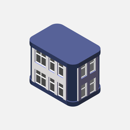 An isometric vector illustration of a compact building with modern design. Perfect for use in apps, games, and graphic projects.のイラスト素材