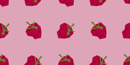 Seamless Flat Raspberry Fruit Pattern