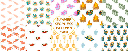 Summer Seamless Cartoon Pattern Packのイラスト素材