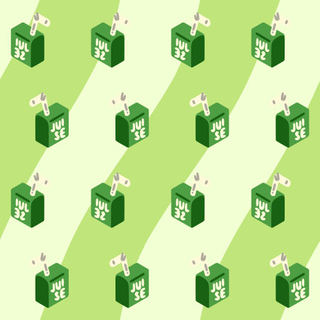 Seamless Green Juice Box Pattern