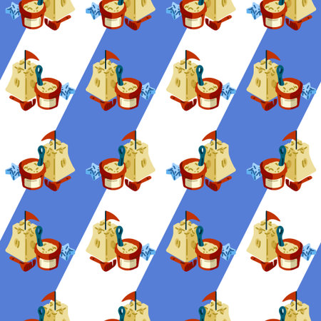 Seamless Sandcastle Beach Toys Pattern