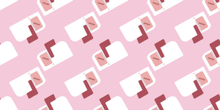 Seamless pattern with white mailboxes and inserted letters in flat cartoon style. Simple postal...