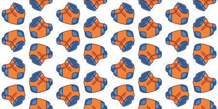 Seamless Orange Blue Socks Pattern. Orange socks with blue heel and toe  pattern in flat cartoon...