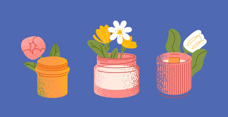 Spring Floral Candle Collection Illustrationのイラスト素材