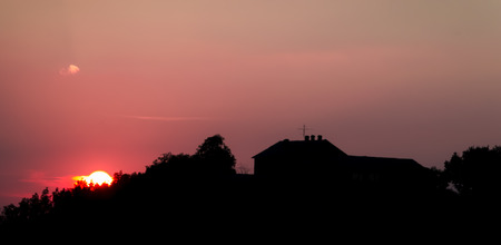 A sunset over Montalto Paveseの写真素材