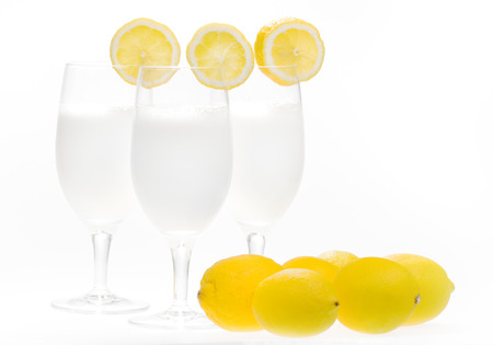 White cocktail drink with lemonの写真素材