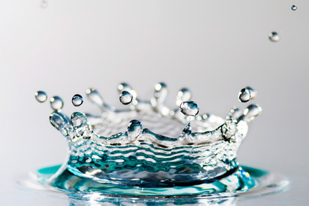 Water drop explosion with crownの写真素材