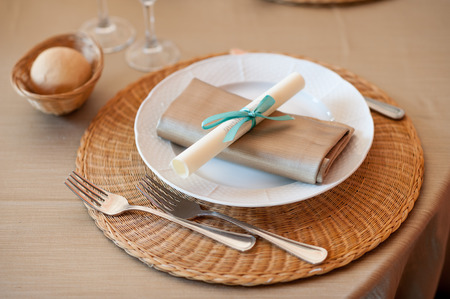 set table of a restaurantの写真素材