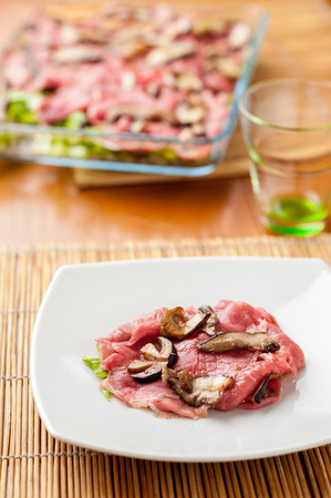 carpaccio beef with mushroomsの写真素材