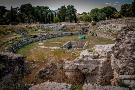 The ruins of the ancient city of Heraclea, Peloponnese, Greeceの写真素材