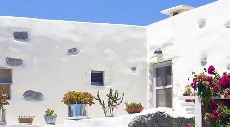 Typical local house on Milos island, Cyclades Islands, Greeceの写真素材