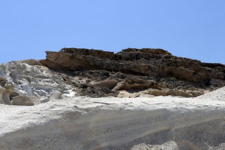 Landscape at Sarakiniko on Milos island, Cyclades Islands, Greeceの写真素材