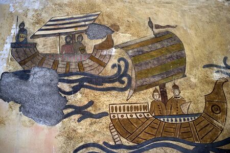 Medieval frescoes at upper Sperlonga, Italy.の写真素材