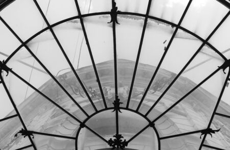 Detail of a building in Pécs, Hungary. Street photography in black and white.の写真素材