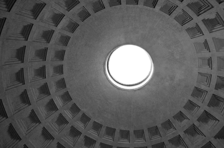 Pantheon in Rome, Italy. Detail of the circle ceiling from inside.のeditorial素材