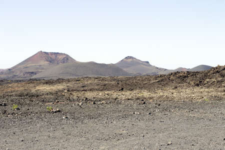 View of La Geria vineyard on black volcanic ground .Scenic landscape Lanzarote. Canary Islands. Spainの写真素材