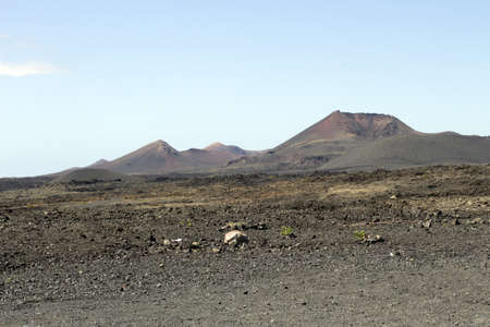 View of La Geria vineyard on black volcanic ground .Scenic landscape Lanzarote. Canary Islands. Spainの写真素材