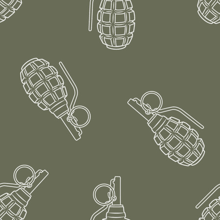Seamless vector military pattern with grenades.のイラスト素材