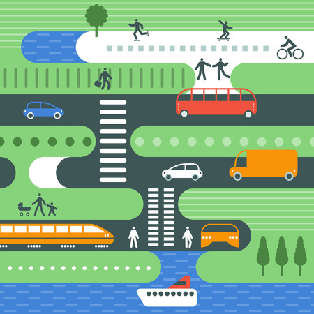 Flat illustration city traffic.のイラスト素材