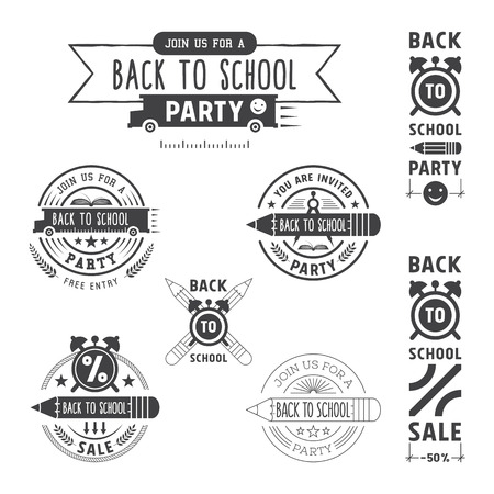 Back to school invitation and sale vector emblems design.のイラスト素材