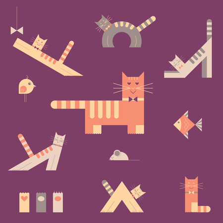 Vector cats flat icons set.のイラスト素材