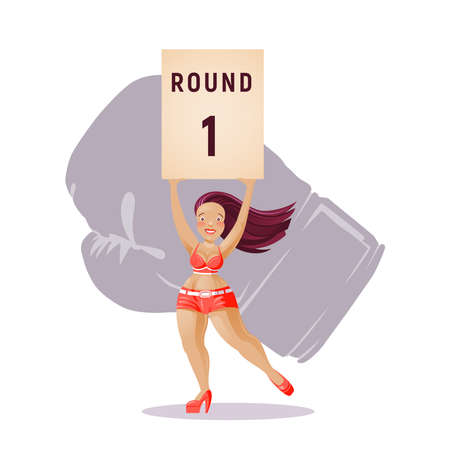Body positive ring girl. Flat vector illustration.のイラスト素材