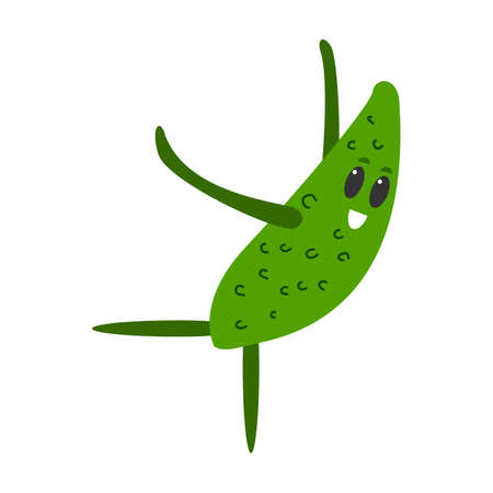 Cute cartoon flat vegetable. Lovely cucumberのイラスト素材