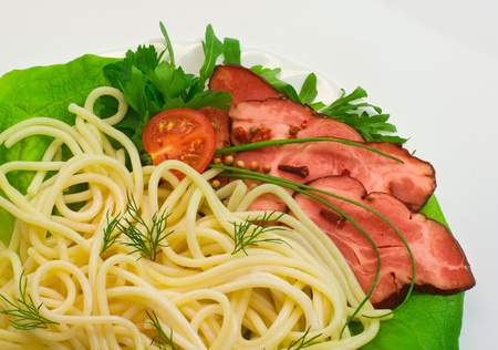 spaghetti with baconの写真素材