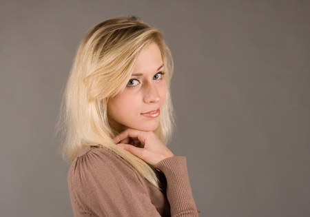portrait of a young blonde girlの写真素材