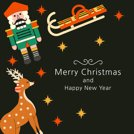 Postcard for Christmas and New Year. Frame and border. Trendy minimalist style. Retro. Gifts,...