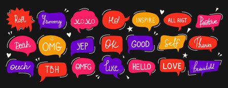Big set of speech bubbles and talks clouds with phrases.Quotes. Calligraphy and lettering....