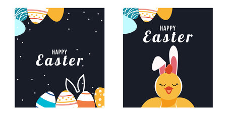 Illustration and design concept for Easter. Vector illustration. A set of posters in a flat style...