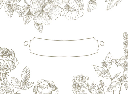 Vintage floral background with frameのイラスト素材