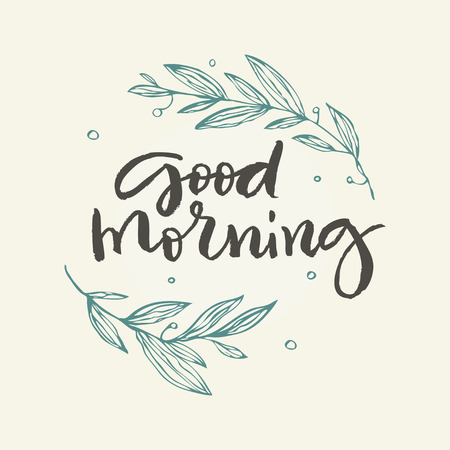 Good morning greeting card with flowers.のイラスト素材